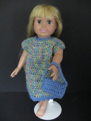 Crocheted multi-color and blue dress