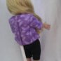Purple butterfly top with black capris for american girl
