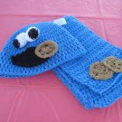 Cookie Monster crocheted hat and scarf