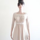 Beige Blouse.Casual Blouse.Three Quarter Sleeve Blouse
