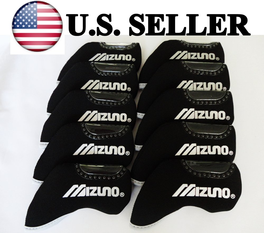 MIZUNO Golf Iron Head Covers 10pcs LEFT HANDED BLACK Color Headcover Club