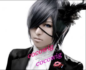 Black Butler Kuroshitsuji Ciel Phantomhive Cosplay Black Gray Cosplay wig
