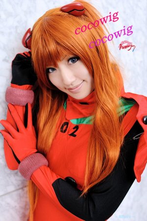EVA Asuka Langley Soryu Orange 80cm Long Straight Anime Cosplay Wig