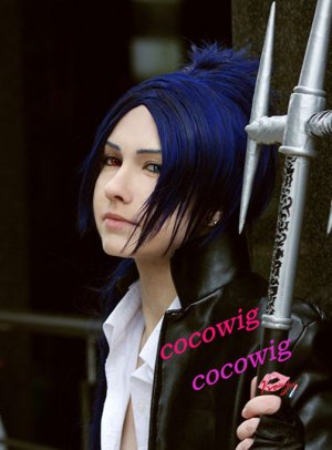 Hitman Reborn Rokudo mukuro Cosplay Short  Blue wig