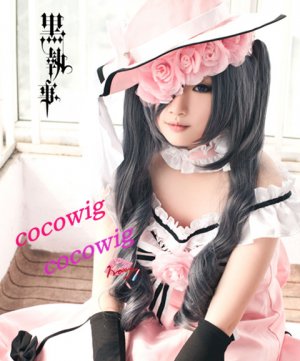 Black Butler Kuroshitsuji Ciel Phantomhive Woman Ver. Blue mix Grey Cosplay wig