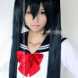 Vocaloid Black Rock Shooter BRS  black and green cosplay wig clip 120 cm