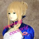 FateStay Night Zero Saber Cosplay Wig Gold Blonde Costume Hair