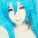 Vocaloid Hatsune Miku Long Straight Dark Blue Cosplay Wig + 2 Ponytails 120cm