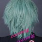 Togainu No Chi Akira New Short Turn-up Green Gray Cosplay Party Synthetic Wig