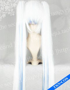 1.2M Vocaloid2 Snow Miku Hatsune White Blue Cosplay Wig