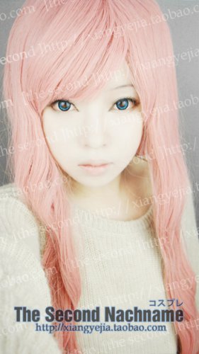Hot Sell! Vocaloid Megurine Luka Pink Cosplay Curly Wig 110cm
