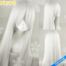 100CM Long Silver White Straight Party Cosplay Full Hair Wig