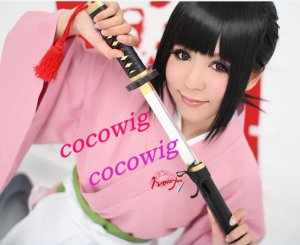 Hakuouki Yukimura Chizuru Black Cosplay Wig with one 60cm Ponytail