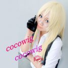 fashion long straight light golden cosplay party wig+free shipping