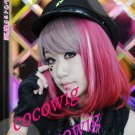 Japanese Harajuku Zippe Red Gradient short Lolita Kawaii Cosplay Party Wig
