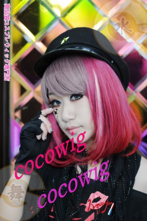 Japanese Harajuku Zippe Red Gradient short Lolita Kawaii Cosplay Party Wig