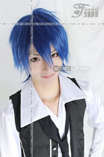Vacaloid Kaito New Short Mix Blue/Black Cosplay Costume Wig