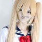 Vocaloid Akita Neru long Cosplay Blonde wig clip on Ponytails 120CM