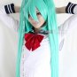Vocaloid Hatsune Zatsune Miku Grass Green Cosplay Wig With 2 Clips 120CM Ponytais