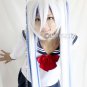 1.2M Vocaloid2 Snow Miku Hatsune White Blue Long Cosplay Wig 2*clip ponytails