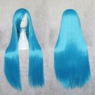 Long Hair Heat Resistant Straight 80cm Dark Blue Navy Blue Cosplay Party Hair Full Wig