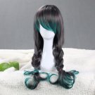 NEW HOT! Japanese Harajuku Lolita Green Gray Gradient Long Curly Cosplay Party Full Wig