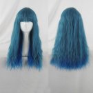 Japanese Harajuku Zipper blue green curly Lolita Kawaii Cosplay Party Wig