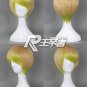 Japaness Harajuku hot sell light gold mix green color short cosplay wig