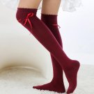 Hot Sell Japanese School Girl uniform over knee Cosplay lolita wine red Sock Hose Stocking