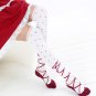 Hot Sell  Lolita streaks high tube long cylinder knee White and pink stripes speckle socks