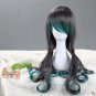 Japaness Harajuku beautiful hot sell gray green colours lolita long curly cosplay wig