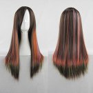 Japanese Harajuku brown Mix colors Straight 60cm Halloween Cosplay Party wig