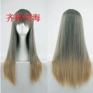 Japanese Harajuku Gray gradient long straight 60cm Halloween Cosplay Party wig