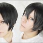 Free Haruka Nanase Anime Short Black Straight Cosplay Party Hair Wig