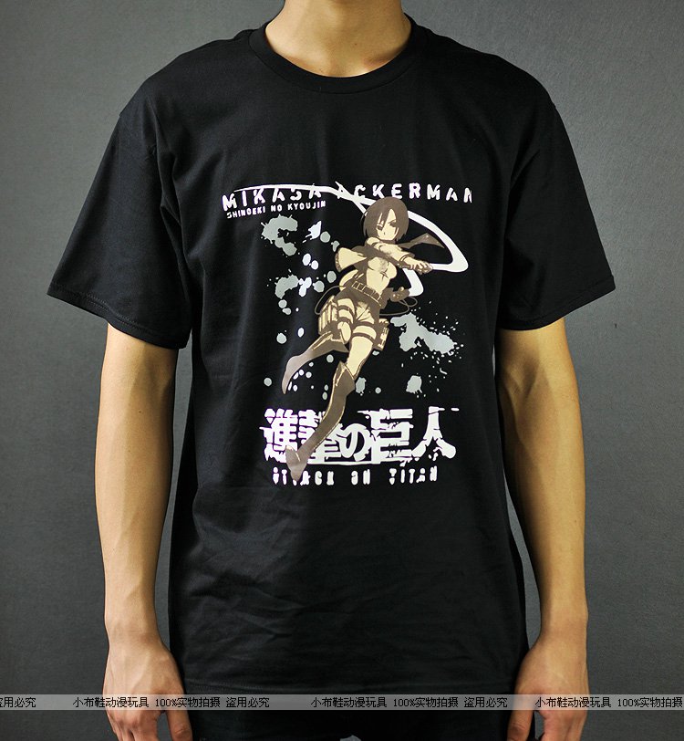 Anime Attack on Titan Mikasa Ackerman black T-shirt Clothing DIY ...