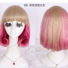 Fashion Japanese Harajuku Zippe brown mix red Lolita Kawaii Halloween Cosplay Party Wig