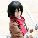Attack on Titan Mikasa Ackerman short black costume cosplay party wig