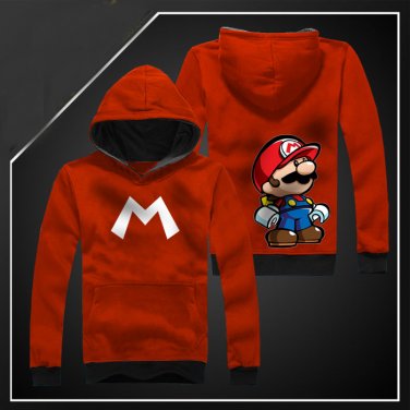 New Anime Super Mario Bros long Sleeve Unisex Hoodie red Cosplay Costume