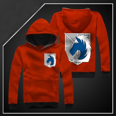 Hot sell Anime Attack on Titan military police  red unisex long Sleeve Cosplay Costume Hoodie