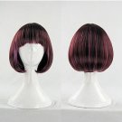 Fashion Japanese Harajuku Zippe Short brown mix purple BOBO Lolita Cosplay Party Wig