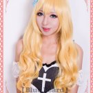 Touhou Project Kirisame Marisa Long Curly Blonde mix Cosplay wig 80cm