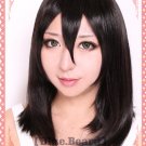 Attack on Titan Mikasa Ackerman young short black costume cosplay party wig