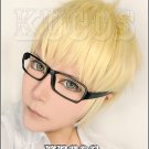 Haikyuu!! Tsukishima Kei golden short Cosplay wig + free shipping+ Free Wig Cap