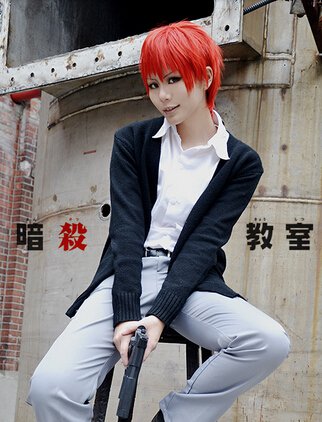 Assassination Classroom Akabane Karuma red Cosplay wig + free shipping+ Free Wig Cap