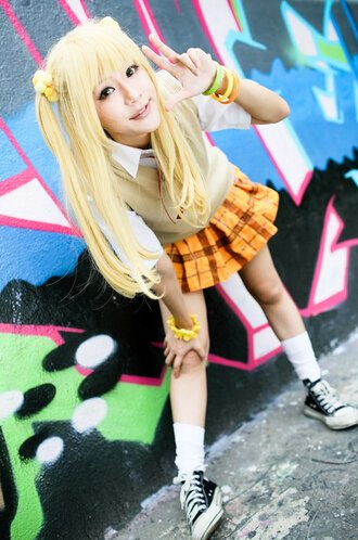 The Idolmaster Cinderella Girls Rika Jyougasaki light golden Cosplay wig + free shipping+Wig Cap