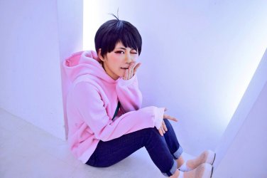 Osomatsu-kun Todomatsu Matsuno short black anime cosplay wig+free shipping