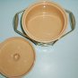 Bauer Sand or Tan Speckled Casserole With Lid and Metal Handled Rack Stand Holder
