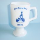Walt Disney World Footed Milk Glass Mug Personalized For DAVE 1970s Disney World Souvenir