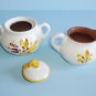 Stangl Provincial Sugar Bowl and Creamer Yellow and Brown Flower Design Vintage 1970s USA