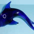 V. Nason Cobalt Blue Murano Glass Dolphin Figurine With Label  Italian Art Glass Dolphin